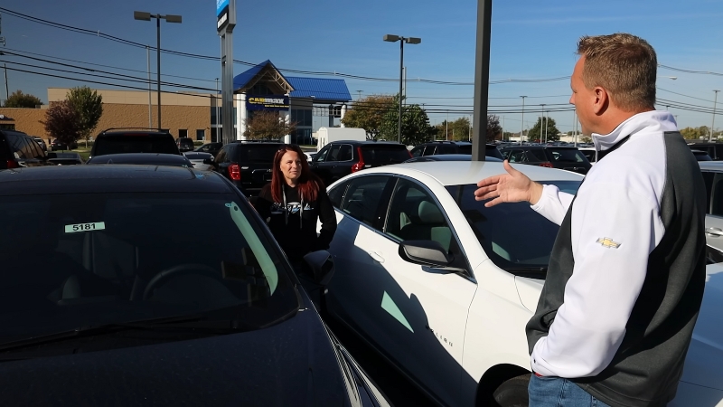 A Man and A Woman Negotiating the Best Price for A Used Car at A Dealership