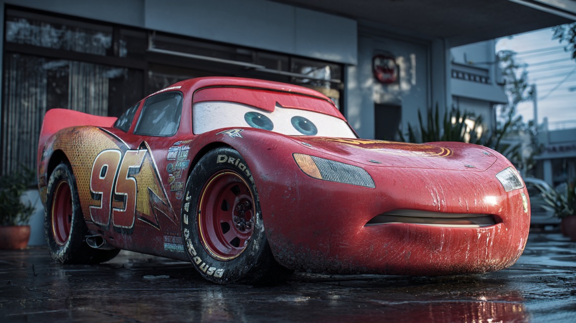 Red animated race car Lightning McQueen with the number 95, from Pixar’s Cars movie